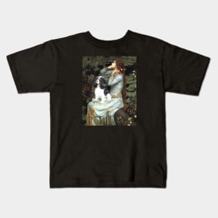 Ophelia by John Waterhouse Adapted to Include a Tri Color Cavalier King Charles Spaniel Kids T-Shirt